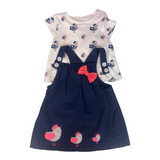 Girls Two Pcs Duck Style Top & Woven Bib Skirt Trudonis