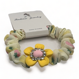 Floral Yellow Hair Scrunchy Elastic Hair Bands   for Women or Girls Hairs