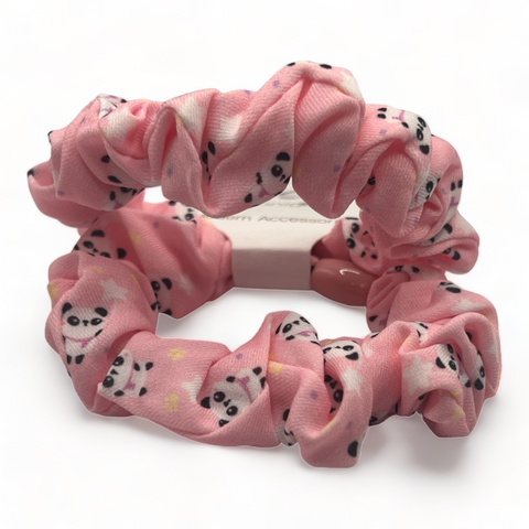 Pink Black Dotted Hair Scrunchy Elastic Hair Bands   for Women or Girls Hairs