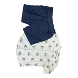 Two Pcs Boys Shirt and Denim Short in Blue Trudonis