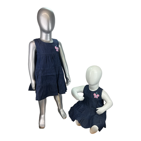 Girls Two Pcs Denim Dress & Bloomer Butterfly Side Trudonis