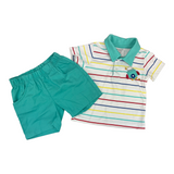 Two  Pcs Lining Style Polo and Woven Shorts Trudonis