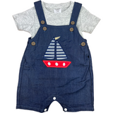 Boys Boat Style Two Pcs T-shirt & Denim Bib Pant Trudonis