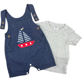 Boys Boat Style Two Pcs T-shirt & Denim Bib Pant Trudonis