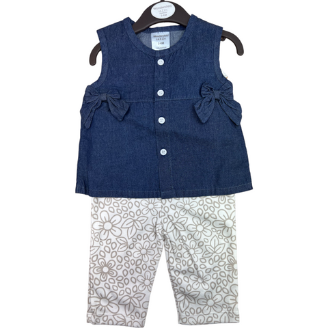 Girls Two Pcs Blue Denim Top & Legging Trudonis