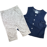 Girls Two Pcs Blue Denim Top & Legging Trudonis