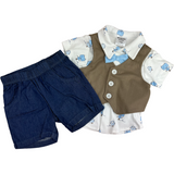 Boys Two Pcs Shirt Gallas & Denim Shorts Trudonis