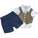 Boys Two Pcs Shirt Gallas & Denim Shorts Trudonis