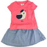 Pink Girls Two Pcs Top & Denim Skirt Trudonis