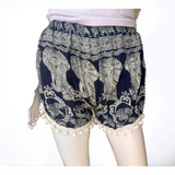 Unisex Thailand Elephant Shorts Casual Style Dark Blue Mix With Pom Pom