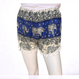 Unisex Thailand Elephant Shorts Casual Style Blue Mix With Pom Pom