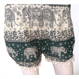 Unisex Thailand Elephant Shorts Casual Style Dark Green
