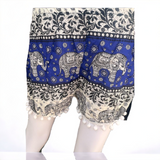 Unisex Thailand Elephant Shorts Casual Style Sky Blue  Mix With Pom Pom