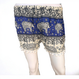 Unisex Thailand Elephant Shorts Casual Style Sky Blue  Mix With Pom Pom