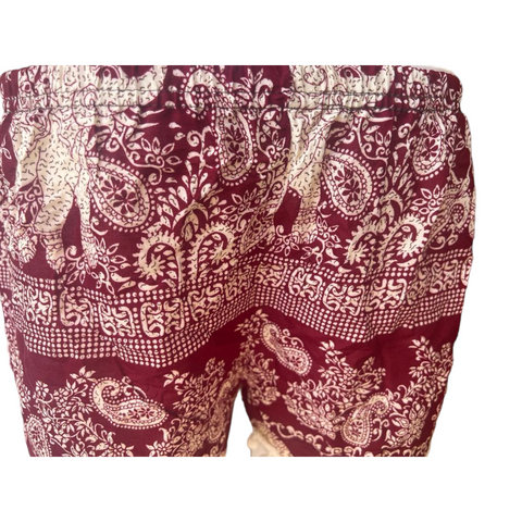 Unisex Thailand Elephant Shorts Casual Style Burgundy