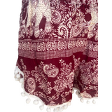 Unisex Thailand Elephant Shorts Casual Style Burgundy