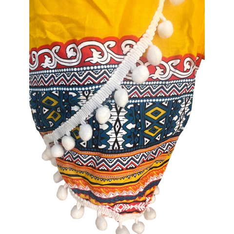 Unisex Thailand  Shorts Casual Style YELLOW BLUE MIX With Pom Pom