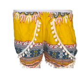 Unisex Thailand  Shorts Casual Style YELLOW BLUE MIX With Pom Pom