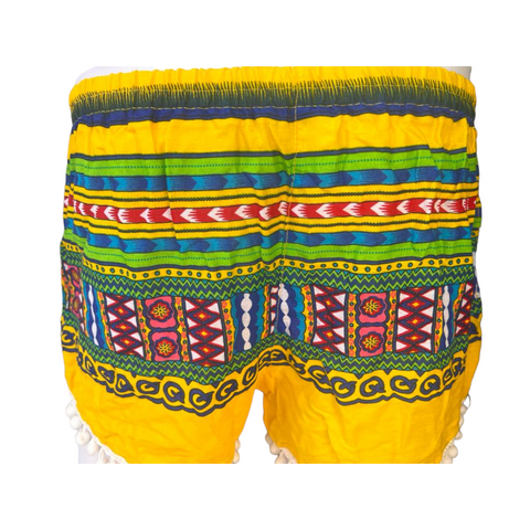 Unisex Thailand  Shorts Casual Style YELLOW Mix Green  With Pom Pom