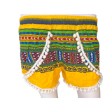 Unisex Thailand  Shorts Casual Style YELLOW Mix Green  With Pom Pom