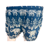 Unisex Thailand 10 Elephant Shorts Casual Style Blue White Mix With Pom Pom