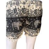 Unisex Thailand Elephant Shorts Casual Style Black & White