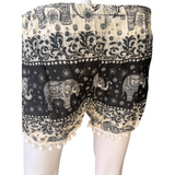 Unisex Thailand Elephant Shorts Casual Style Black & White