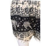 Unisex Thailand Elephant Shorts Casual Style Black & White