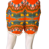 Unisex Thailand Elephant Shorts Casual Style Orange Mix Yellow