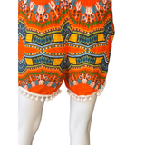 Unisex Thailand Elephant Shorts Casual Style Orange Mix Yellow