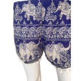 Unisex Thailand  Four Elephant Shorts Casual Style Blue With Pom pom