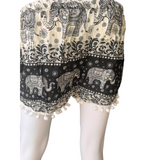 Unisex Thailand Elephant Shorts Casual Style Black & White With Pom Pom