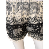 Unisex Thailand Elephant Shorts Casual Style Black & White With Pom Pom