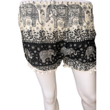 Unisex Thailand Elephant Shorts Casual Style Black & White With Pom Pom