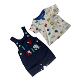 Boys Two Pcs T-Shirt and Denim Bib Pant Trudonis